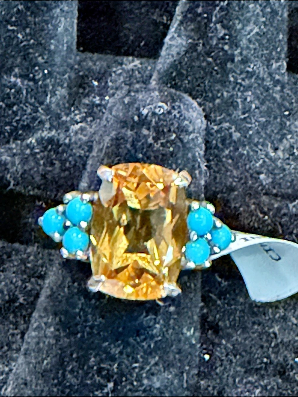 Citrine & Sleeping Beauty Turquoise Ring Size 6 NWT